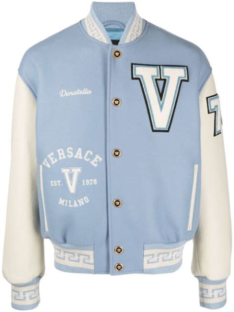 versace classic denim jacket|Versace varsity bomber jacket.